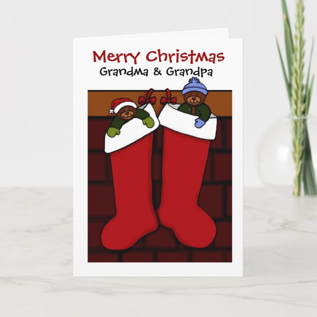 Christmas bears for grandma and grandpa holiday card (Front)