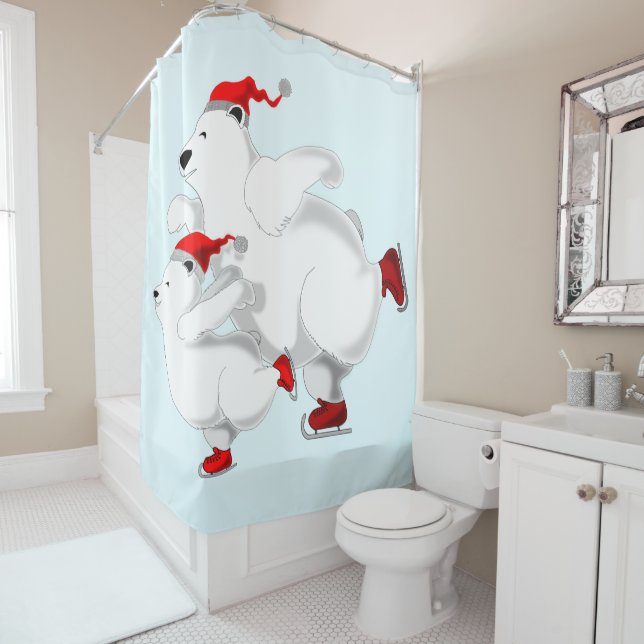 Christmas Bears Shower Curtain - Customizable (In Situ)
