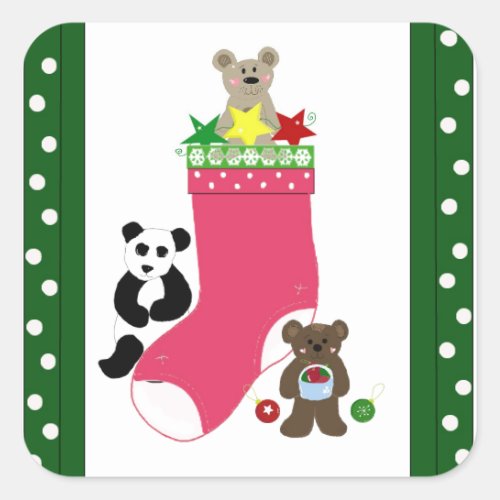 Christmas Bears Square Sticker