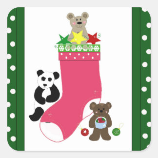Christmas Bears Square Sticker