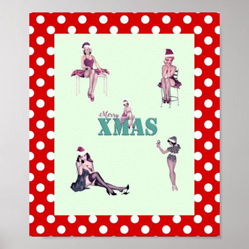 Christmas Beauties Pin_up girls XMAS art print