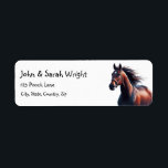 Christmas Beautiful Brown Horse & Wreath Label<br><div class="desc">Great Address,  Name or Business Label for those who love Beautiful Brown Horse & Wreath</div>