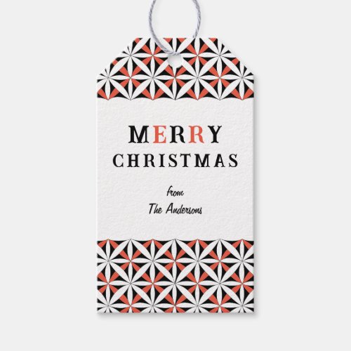 Christmas beautiful snowflake star pattern CC1281 Gift Tags (Front)