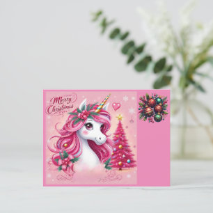 Christmas Beautiful Unicorn Postcard