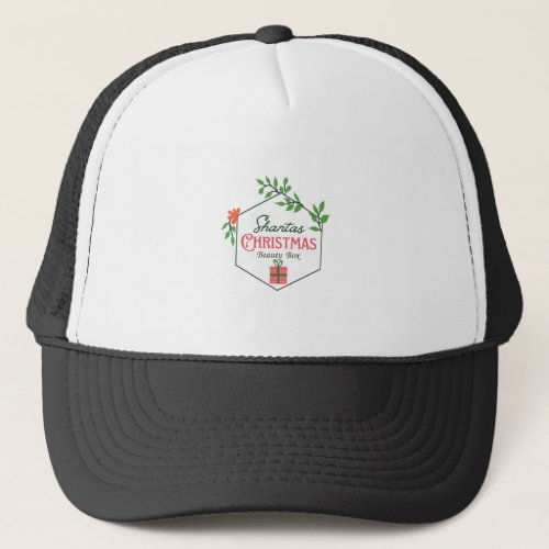 Christmas Beauty Box Floral Wreath Logo Trucker Hat