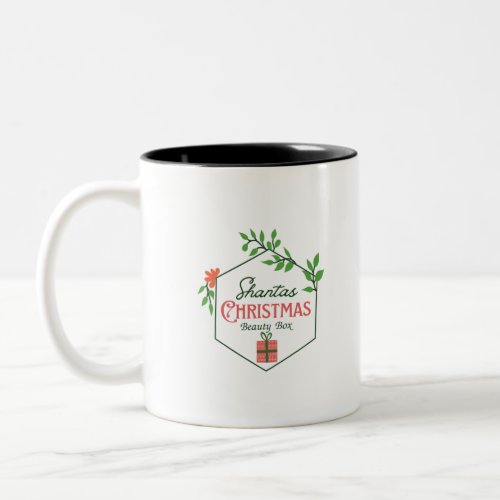 Christmas Beauty Box Floral Wreath Logo Two_Tone Coffee Mug