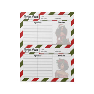 Christmas Beauty Pinup_ Recipe Cards Notepad