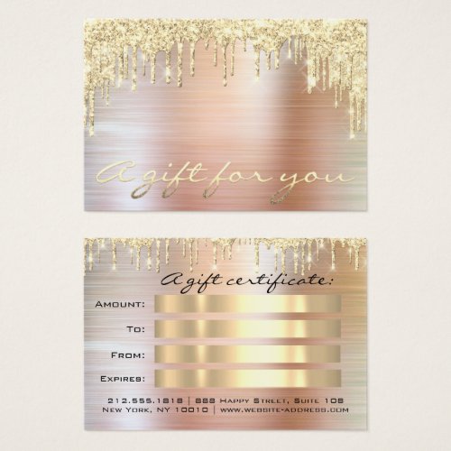 Christmas Beauty Salon Gold Gift Certificate Metal