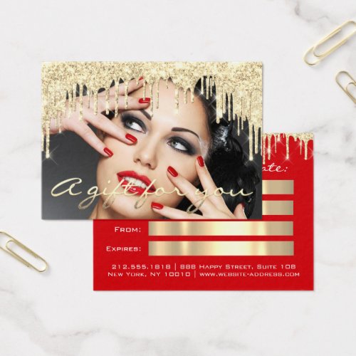 Christmas Beauty Salon Gold Gift Certificate Red