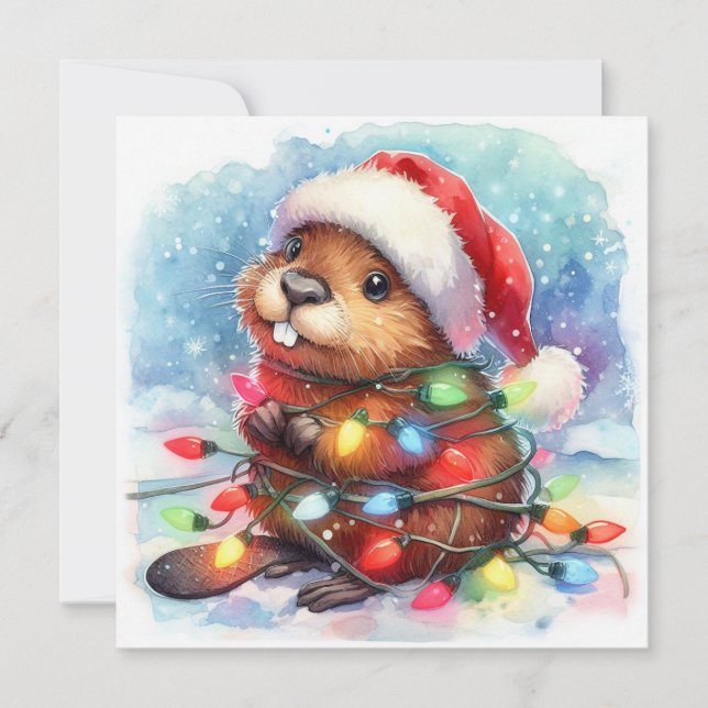 Christmas Beaver Greeting Card (Front)