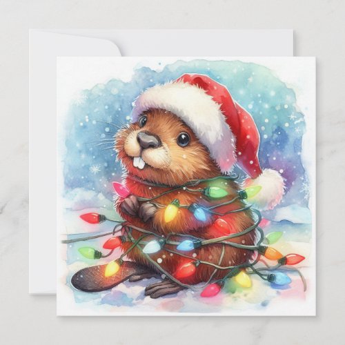 Christmas Beaver Greeting Card
