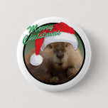 Christmas Beaver - Standard, 2¼ Inch Round Button