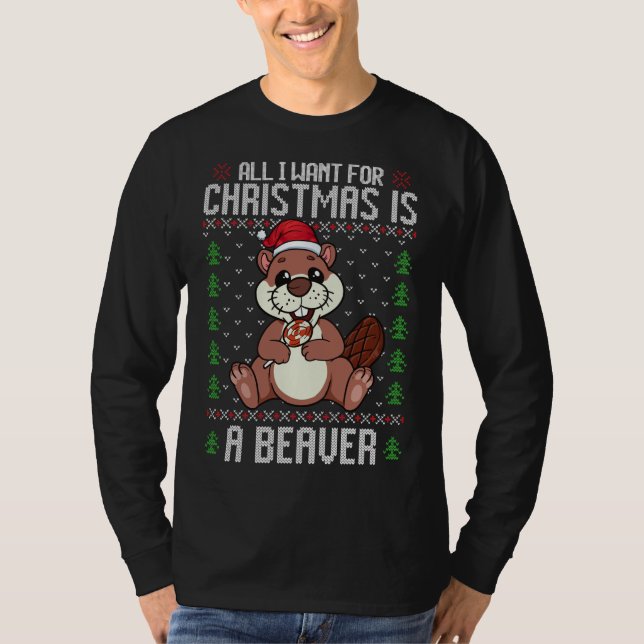 Christmas Beaver Ugly Xmas Sweater Christmas Beave (Front)
