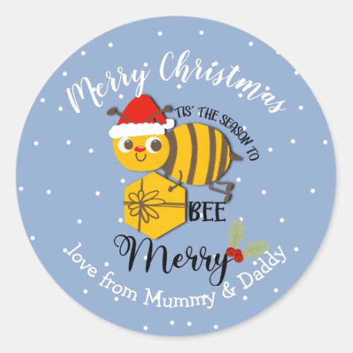 christmas bee honey santa child gift wrapping classic round sticker