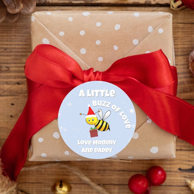 Christmas Bee Wearing Santa's Hat Child  Classic Round Sticker (Creator Uploaded)
