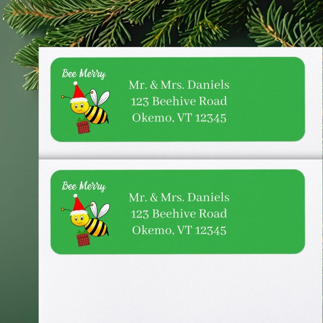 Christmas Bee with Gift Bee Merry Return Address Label (Creator Uploaded)