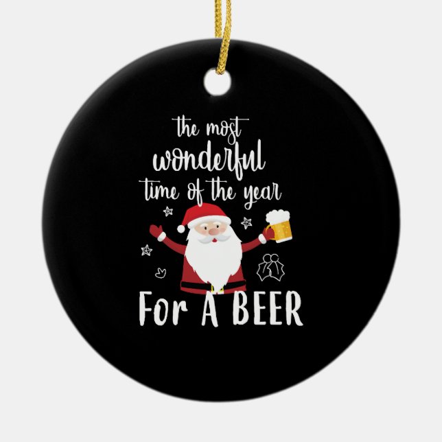 Christmas Beer Ceramic Ornament (Front)