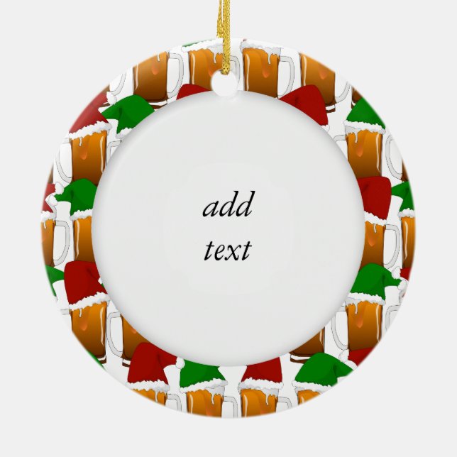 Christmas Beer Cheer Ceramic Ornament (Back)