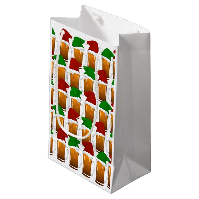 Christmas Beer Cheer Small Gift Bag (Front Angled)