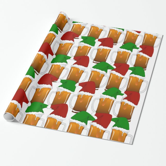 Christmas Beer Cheer Wrapping Paper (Unrolled)