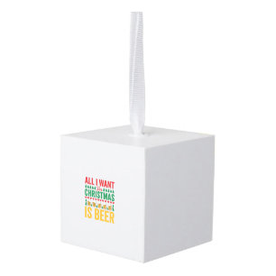 Christmas Beer Funny Holiday Drinking Design Cube Ornament