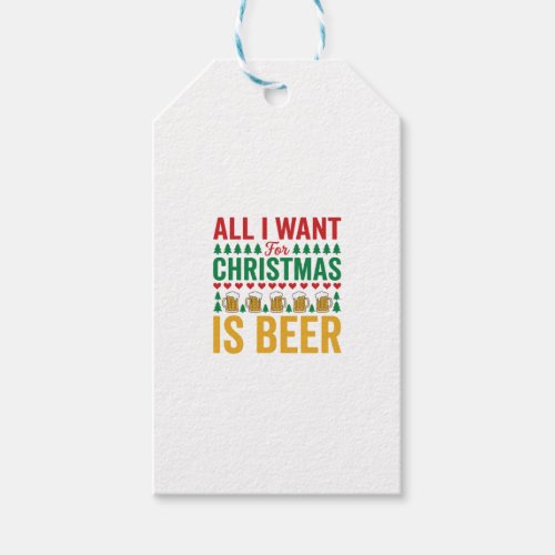 Christmas Beer Funny Holiday Drinking Design Gift Tags
