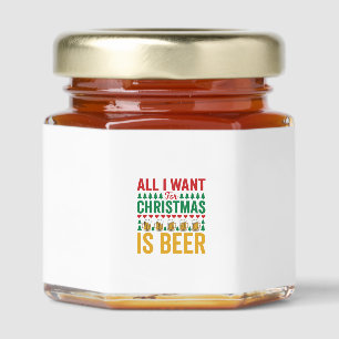 Christmas Beer Funny Holiday Drinking Design Honey Jar Favors