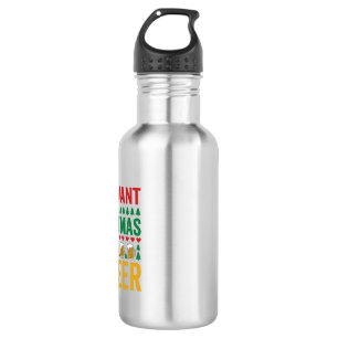 Christmas Beer Funny Holiday Drinking Design Stainless Steel Water Bottle