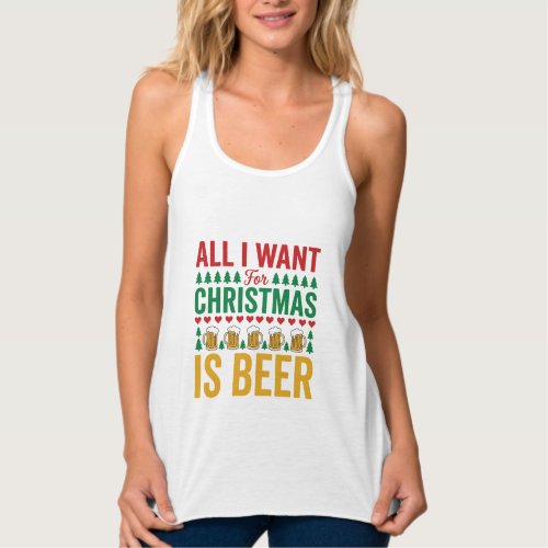 Christmas Beer Funny Holiday Drinking Design Tank Top