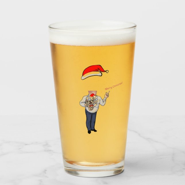 Christmas Beer Glass Add your face! (Front Filled)