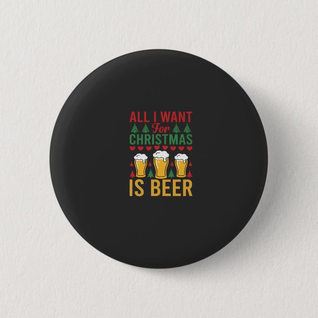 Christmas Beer Holiday Drinking Button (Front)