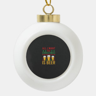 Christmas Beer Holiday Drinking Ceramic Ball Christmas Ornament