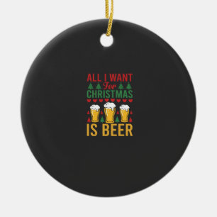 Christmas Beer Holiday Drinking Ceramic Ornament
