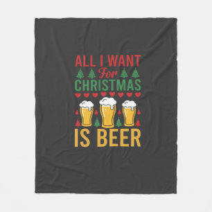 Christmas Beer Holiday Drinking Fleece Blanket