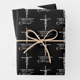 Christmas Begin with Christ Jesus Cross Christian Wrapping Paper Sheets