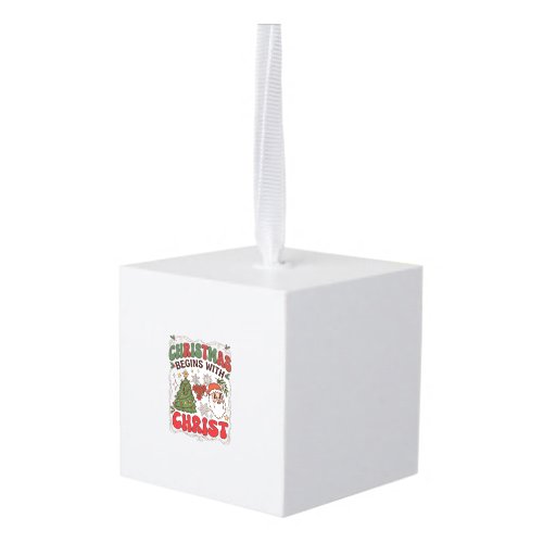 Christmas Begins Christ Santa Claus Tree Snowflake Cube Ornament