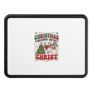 Christmas Begins Christ Santa Claus Tree Snowflake Hitch Cover
