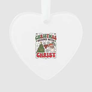 Christmas Begins Christ Santa Claus Tree Snowflake Ornament