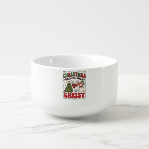 Christmas Begins Christ Santa Claus Tree Snowflake Soup Mug