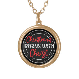 Christmas Begins With Christ-65772 Gold Plated Necklace