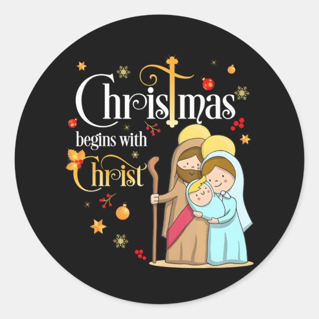 Christmas Begins With Christ Christian Jesus Classic Round Sticker (Front)