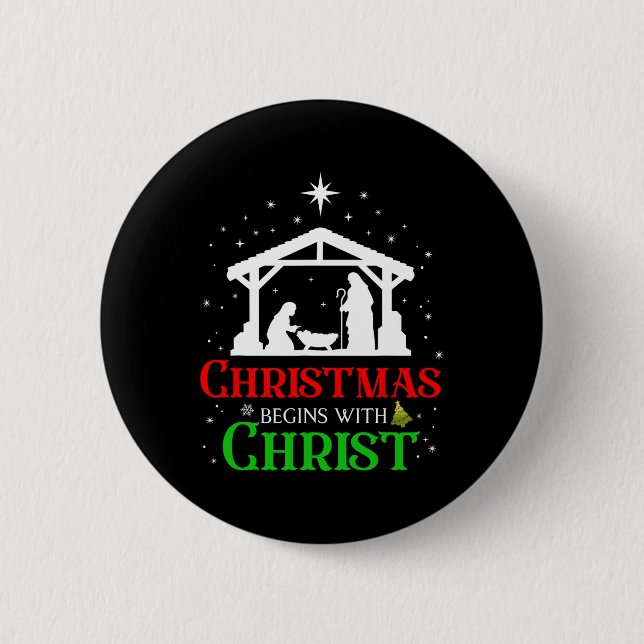 Christmas Begins With Christ Christian Religious J Button (Front)