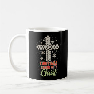 Christmas Begins With Christ Christian Snow Xmas Coffee Mug
