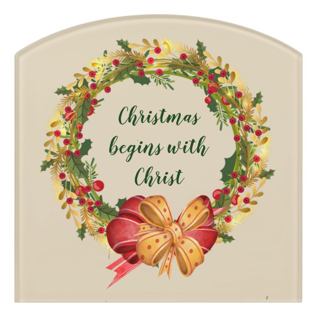 Christmas Begins with Christ  Inspirational Quote Door Sign (Contour Front)