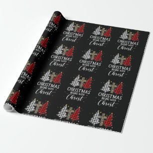 Christmas Begins With Christ Jesus Cross Christian Wrapping Paper