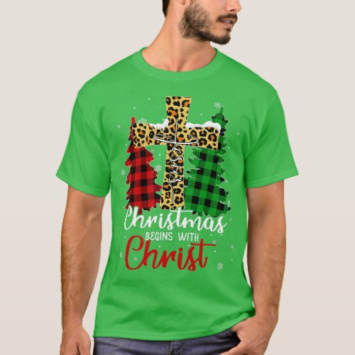 Christmas Begins With Christ Jesus Crucifix Christ T_Shirt