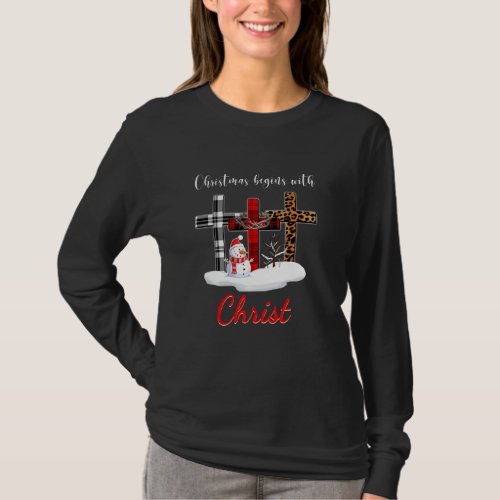 Christmas Begins With Christ Love Jesus Leopard Pl T_Shirt