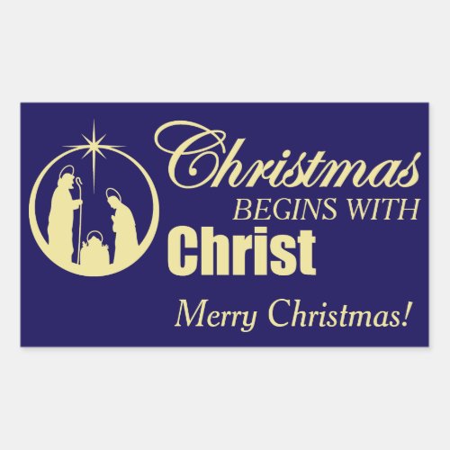 Christmas Begins with Christ Rectangular Sticker
