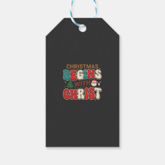 Christmas Begins With Christ Retro Santa Gift Tags