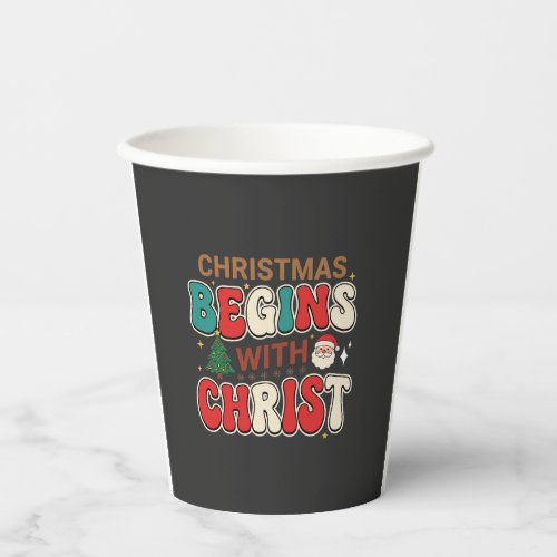 Christmas Begins With Christ Retro Santa Paper Cups